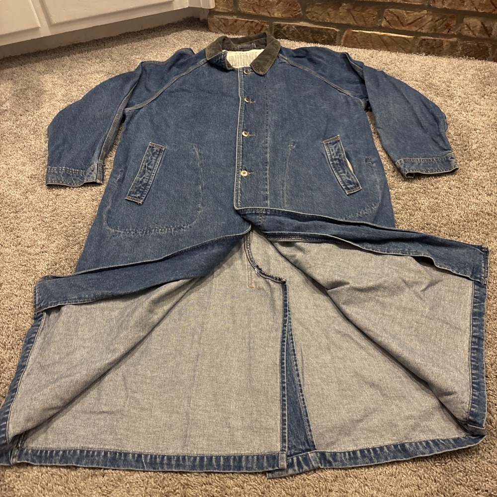 Vintage Union Bay 100% Cotton Medium Wash Full Length Denim Duster Trench Size M